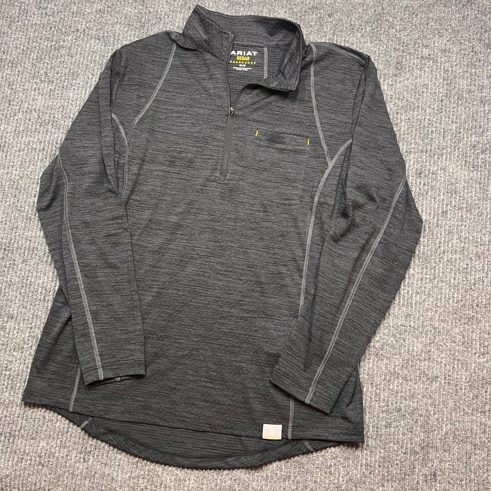 Ariat Rebar Revolt Womens 1/4 Zip Long Sleeve Shirt Grey Heather Medium 10039541